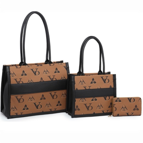 Boutique Exclusive Handbags - NEW 3PC Fashion Monogram Tote Set